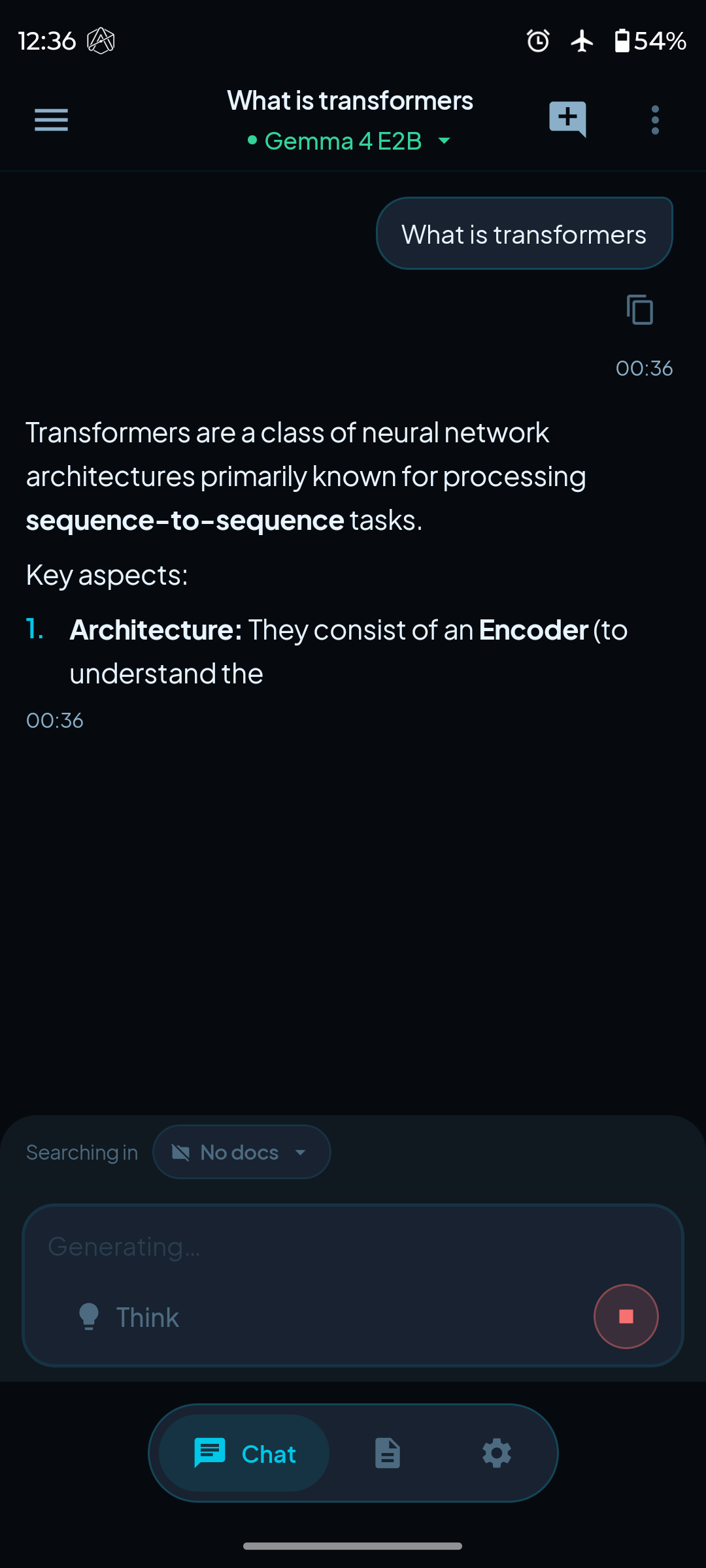 Generating an answer in airplane mode
